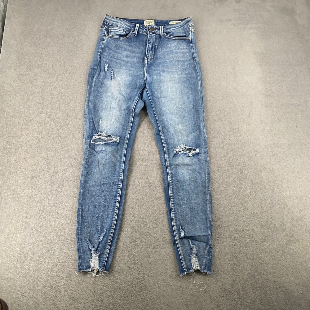 Simple Society Eco-Friendly Distressed Skinny Jeans Blue Medium Wash Size 5/27